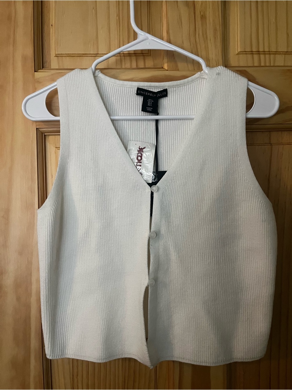 Sincerely Jules Cream Ribbed Button-Front Knit Vest